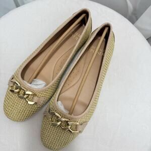 Donald Pliner Women's Raya Woven Ballet Flat Beige Size 10